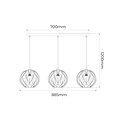Fantasia ONDA hanglamp met 3x E27 fitting, wit met geborsteld gouden accenten, breedte 885 mm