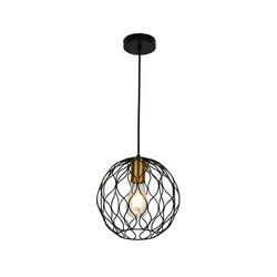 ONDA pendant light 1x E27 black-brushed gold, Ø23 cm