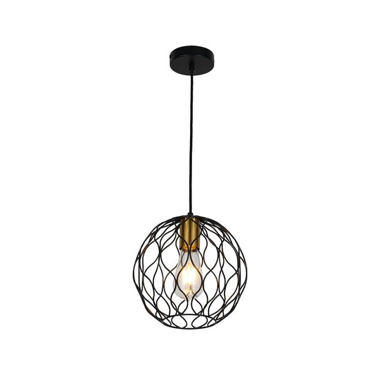 Fantasia ONDA pendant light with 1x E27 socket, black with brushed gold accents, 23 cm diameter