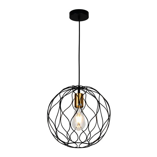 Fantasia ONDA pendant light with 1x E27 socket, black with brushed gold accents, 30 cm diameter