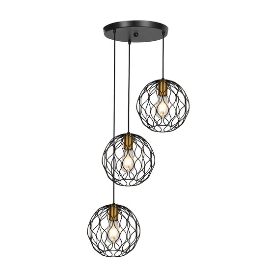 Fantasia ONDA Pendelleuchte 3x E27, Stahl, schwarz mit gebürstetem Gold, 1200 x 420 mm, IP20