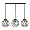 Fantasia ONDA pendant light with 3x E27 fitting, steel, black and brushed gold, 1200 x 885 mm, IP20
