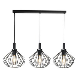Angulo pendant light 3x E27 black steel 1200x950mm