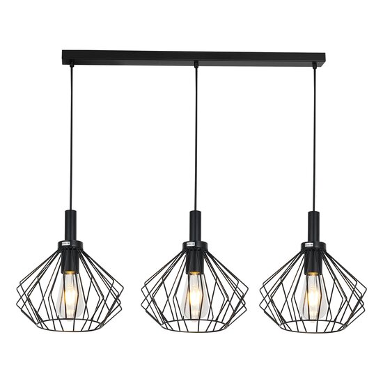 Fantasia Angulo pendant light with 3x E27 socket (max. 60W), black steel frame, 1200 x 950 mm, IP20 indoor use