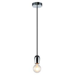 Kobar pendant light in black and chrome, E27 socket