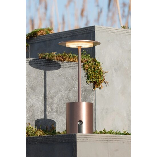 Fantasia POPPY lampe de table LED rechargeable, 2W 180 lumens, 3000K blanc chaud, variable, IP44, cuivre