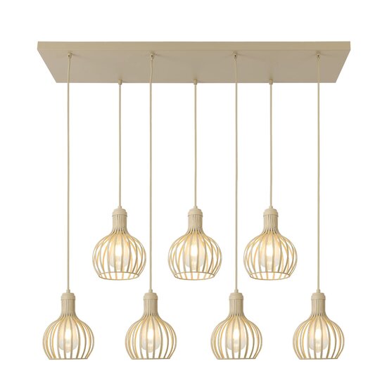 Fantasia RAGA pendant light in beige with 7 sockets for E27 bulbs, from the Deco collection