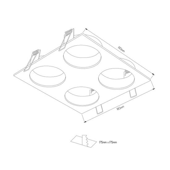 Fantasia ZOOM ceiling light with 4x GU10 fitting, aluminium finish, bulbs not included