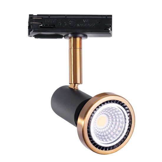 Fantasia Xzibit Schienenspot in Schwarz mit bronzefarbenen Akzenten, für einphasige Schienensysteme, Deco-Kollektion.
