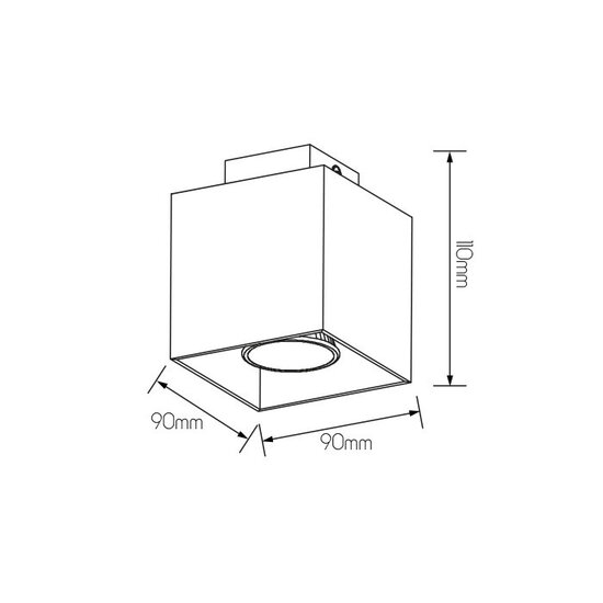 Fantasia Kubo ceiling light white, square aluminium, GU10 5W LED 400 lumens 2700K warm white, dimmable, 90x90x110mm