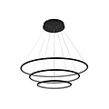 Fantasia Annu LED Pendelleuchte mit 3 Ringen (Ø800/600/400 mm), dimmbar, 84W, 11641 Lumen, 3000K warmweiß, schwarzes Aluminium