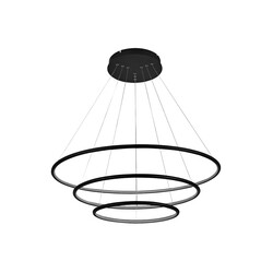 Annu LED pendant light 3 rings black aluminium dimmable 84W 3000K