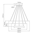 Fantasia Annu LED-Pendelleuchte mit 3 Ringen Ø800/600/400 mm, 84W, 11641 Lumen, 3000K, dimmbar, weißes Aluminium