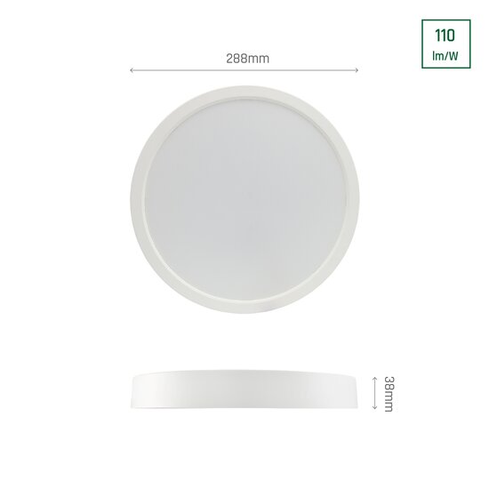 Spectrum LED ALGINE SURFACE DOWNLIGHT 24W NW 230V 120DEG IP20 IK06 288X38MM WHITE ROUND - Perfecte verlichting voor elke ruimte