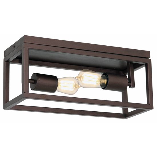 Plafondlamp ruggine/oud koper/zwart 2xE27 400mm breed