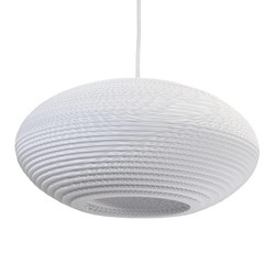 Lampe suspendue carton blanc-beige design ellipse en carton Ø 42cm E27