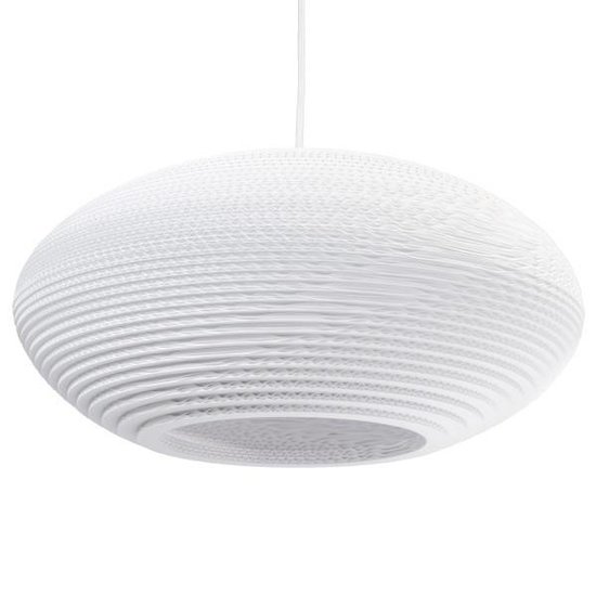 Lampe suspendue carton blanc ou beige design ellipse Ø 50cm E27
