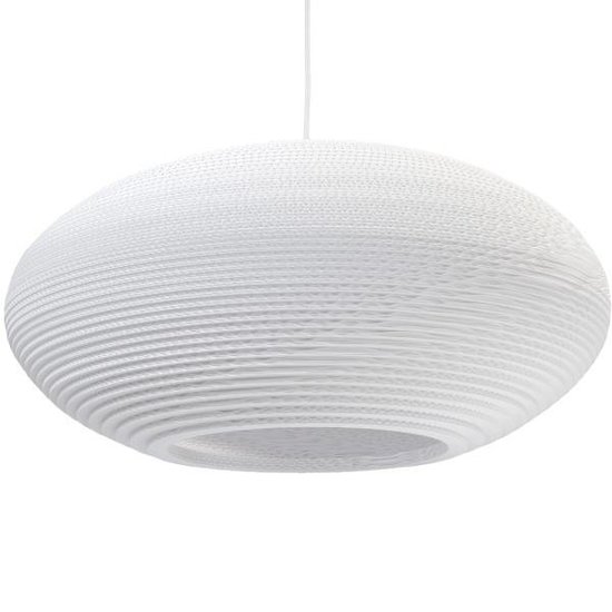 Hanging lamp cardboard white or beige design ellipse Ø 60cm with E27