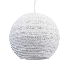 Lampe suspendue carton blanc ou beige design boule Ø 26cm E27