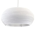 Hanging lamp cardboard white-beige design cardboard ellipse Ø 61cm E27