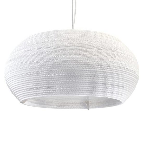 Hanging lamp cardboard white-beige design cardboard ellipse Ø 61cm E27