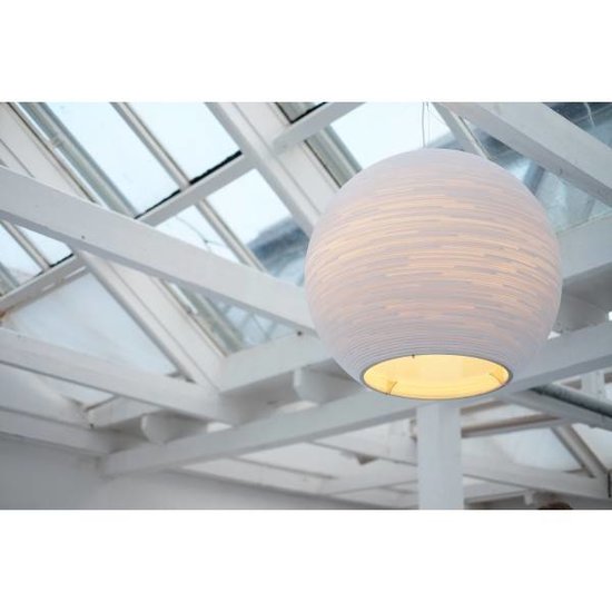 Lampe suspendue boule blanche ou beige design grand carton Ø 82cm E27