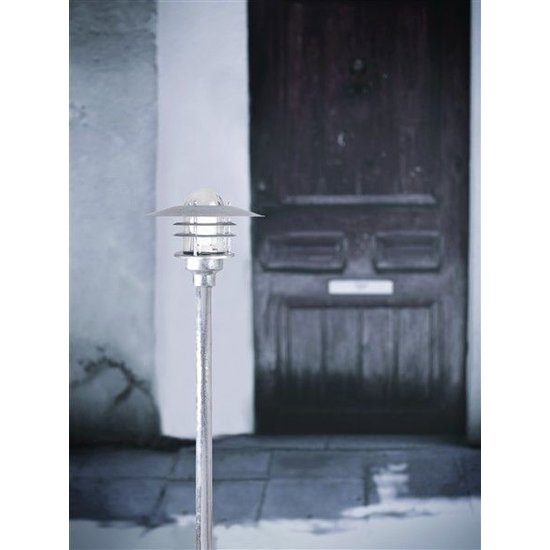 Agger garden pole lampshade in metal and glass, E27 fitting, IP54, 830mm high, shade Ø260mm, base Ø150mm, grey