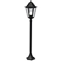 Cardiff borne de jardin en métal noir avec verre, douille E27, IP44, hauteur 1000mm, diamètre abat-jour 210mm