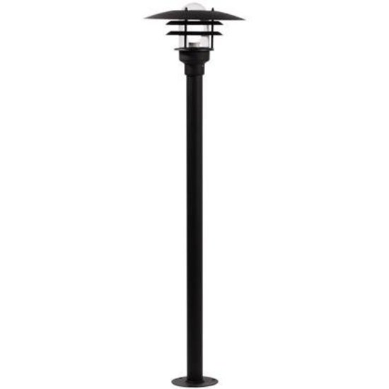 Lønstrup garden post, black metal with glass shade, 116 cm high, E27 fitting (bulb not included), IP44 splashproof