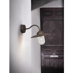 Wandleuchte im Landhausstil für den Außenbereich, kupfer-rost-schwarz-grau, E27, 280 mm