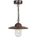 Luxembourg hanglamp landelijk roest E27 ketting 160 cm, glazen kap Ø27 cm, metaal-glas, IP20