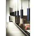 Lámpara de techo cilíndrica en metal gris, altura 27 cm, casquillo GU10 máx. 8W, IP20, regulable con bombilla compatible, cable 300 cm