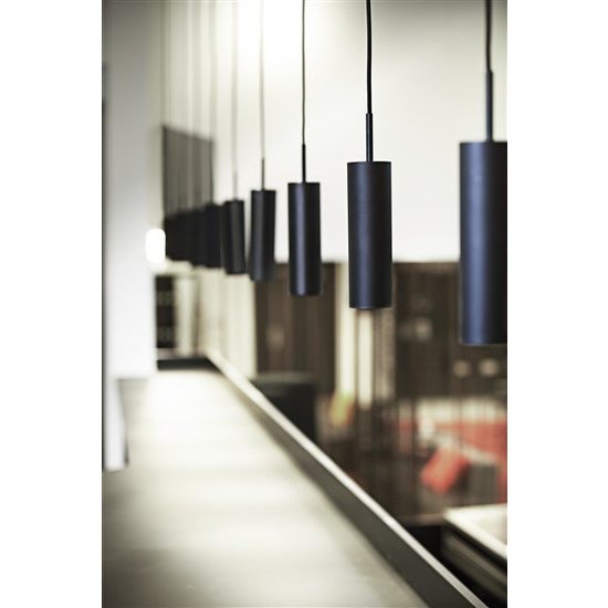 Cylindrical ceiling lamp in grey metal, height 27 cm, GU10 socket max 8W, IP20, dimmable with compatible bulb, 300 cm cable