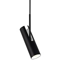 Lámpara de techo cilíndrica en metal gris, altura 27 cm, casquillo GU10 máx. 8W, IP20, regulable con bombilla compatible, cable 300 cm