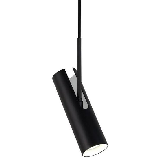Lámpara de techo cilíndrica en metal gris, altura 27 cm, casquillo GU10 máx. 8W, IP20, regulable con bombilla compatible, cable 300 cm