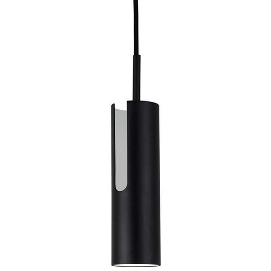 Zylindrische Deckenleuchte aus grauem Metall, Höhe 27 cm, GU10-Fassung max. 8W, IP20, dimmbar mit passender Lampe, Kabel 300 cm