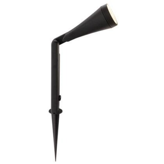Mono grondspot zwart metaal GU10 IP44 190mm, richtbare arm, kabel 180cm, niet dimbaar