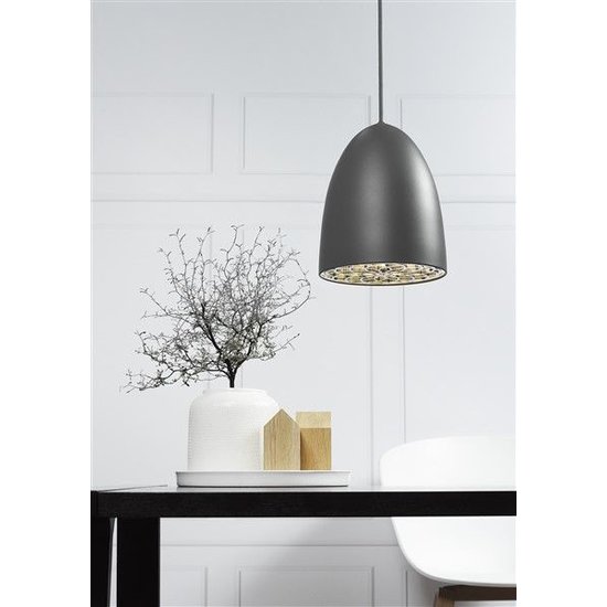 Pendant light black-white-grey-brushed steel E27 200mm