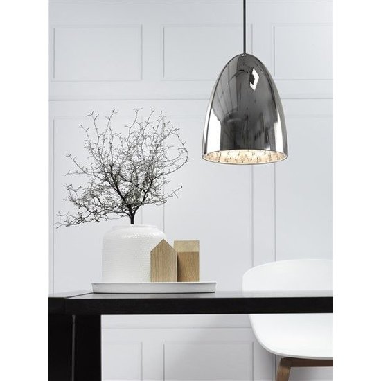 Pendant light black-white-grey-brushed steel E27 200mm