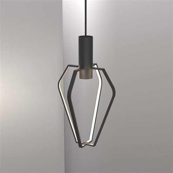 Luminaire suspendu LED cage noir-blanc GU10 dimmable 6W 480mm haut