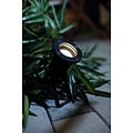 Schwarzer Bodenstrahler auf Stativ mit GU10-Fassung, 3W LED-Spot inklusive, IP54, schwenkbar, 38 cm hoch