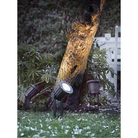 Ground spotlight black on tripod GU10 400mm high