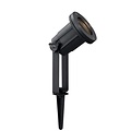 Schwarzer Bodenstrahler auf Stativ mit GU10-Fassung, 3W LED-Spot inklusive, IP54, schwenkbar, 38 cm hoch