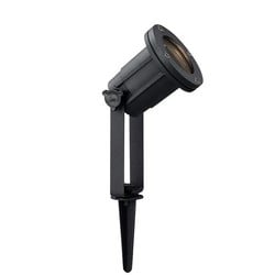 Grondspot zwart op statief, GU10-fitting, 38 cm hoog, IP54
