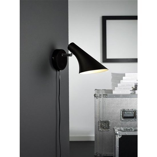 Nordlux Vanila Wandleuchte Metall schwarz, E14-Fassung, Schirm 145mm, 350° schwenkbar, Kabel 210cm mit Schalter
