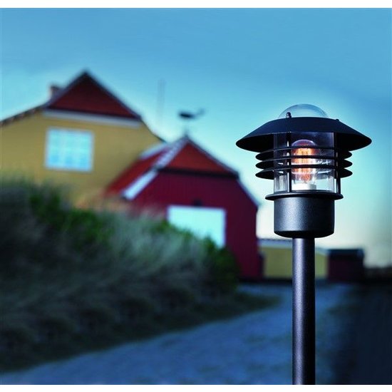 Poteau de jardin noir-galvanisé-inox E27 IP54 verre 920mm haut