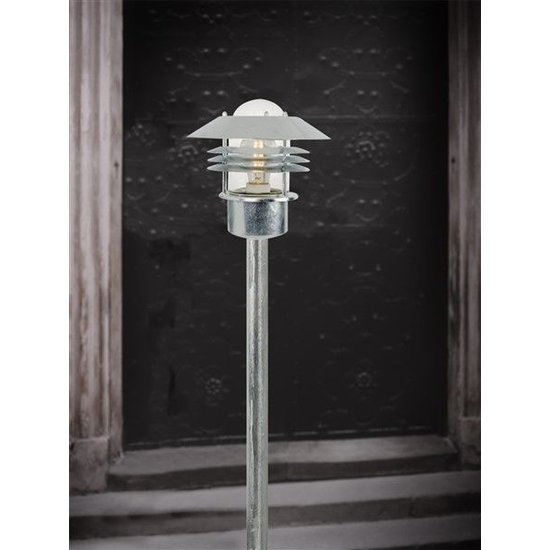 Poste de jardin negro-galvanizado-inox E27 IP54 cristal 920mm alto
