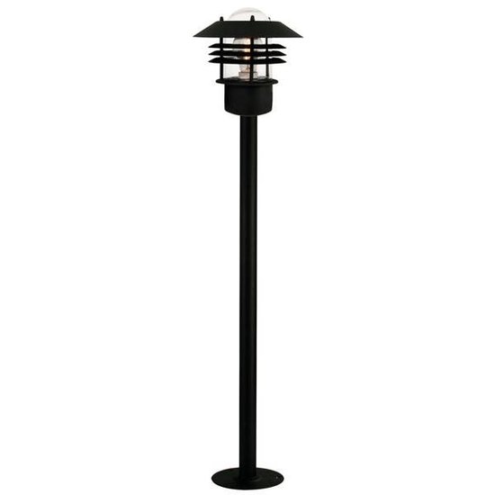 Poste de jardin negro-galvanizado-inox E27 IP54 cristal 920mm alto