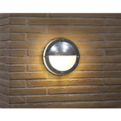 Wandlamp buiten kajuit grijs rond half E27 IP54 240mm Ø