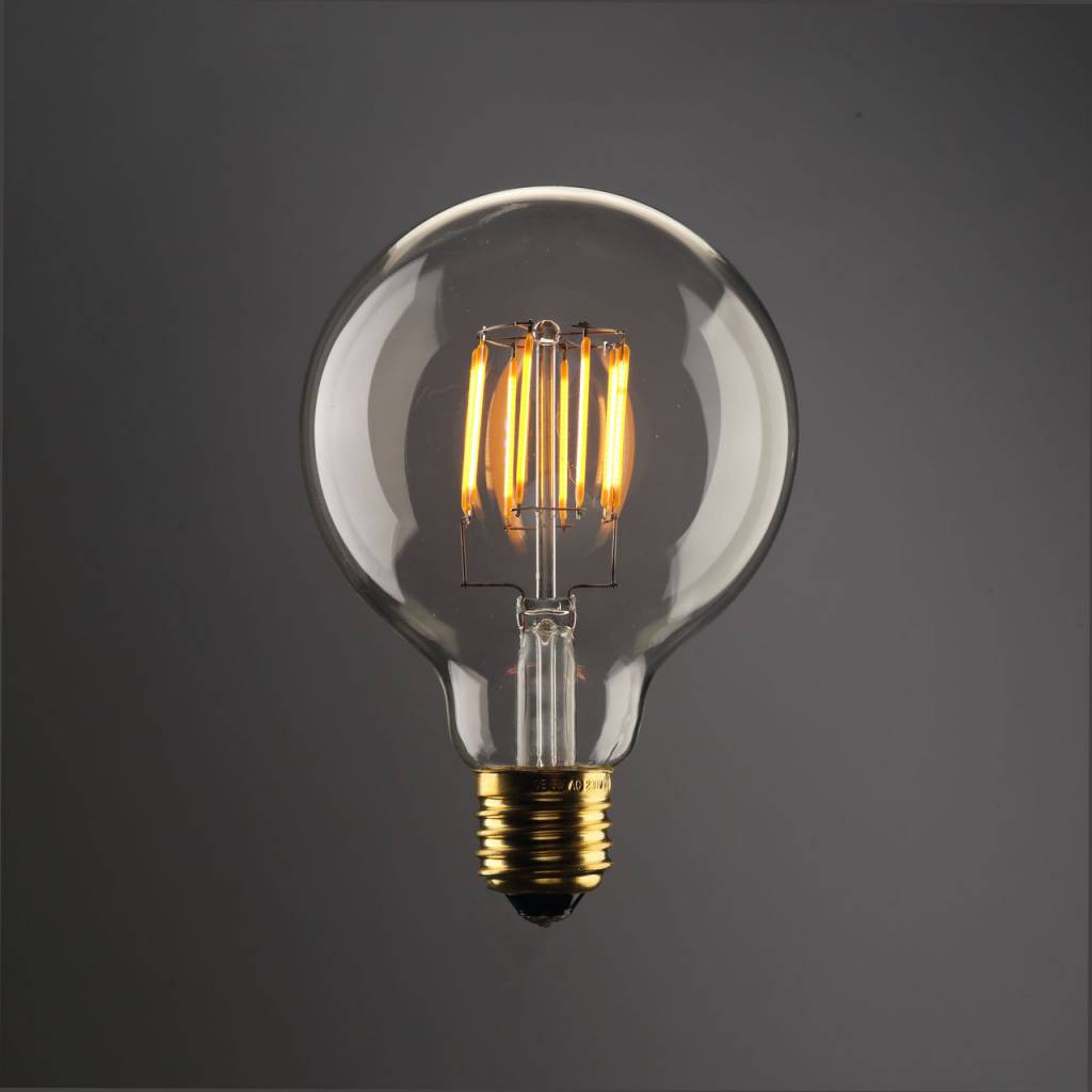 LED Lamp E27 Rond 8W Filament Dimbaar Goudkleurig